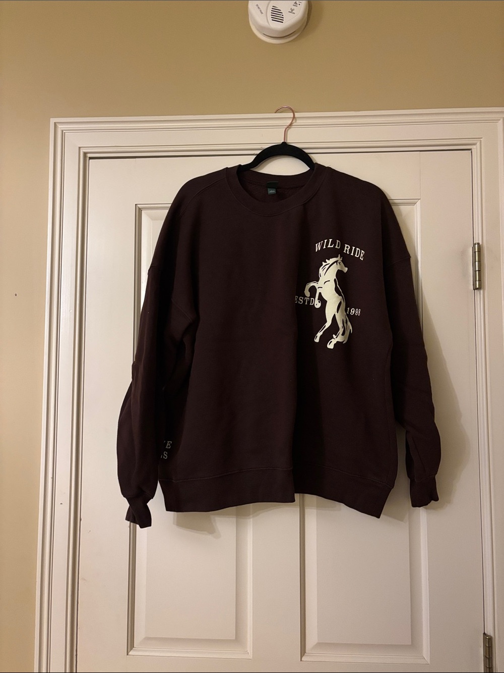 wild fable Brown Crewneck Sweatshirt with Off-White Horse Graphic